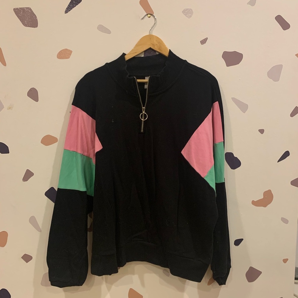 ASOS DESIGN Curve Colorblock Sweatshirt with Zip